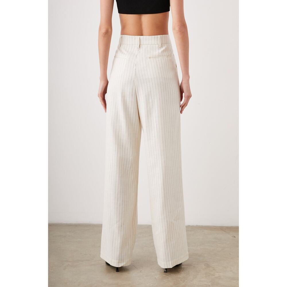 RAILS Marnie Pant Ivory Pinstripe Wide Leg Linen Women's 12 Chic Everyday $228 - Picture 2 of 11